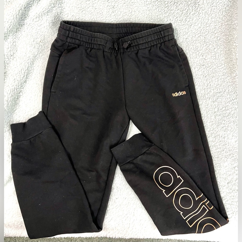 ADIDAS BLACK WOMENS JOGGING PANTS ADIDAS DOWN LEG GRAPHICS Sz. MEDIUM #33